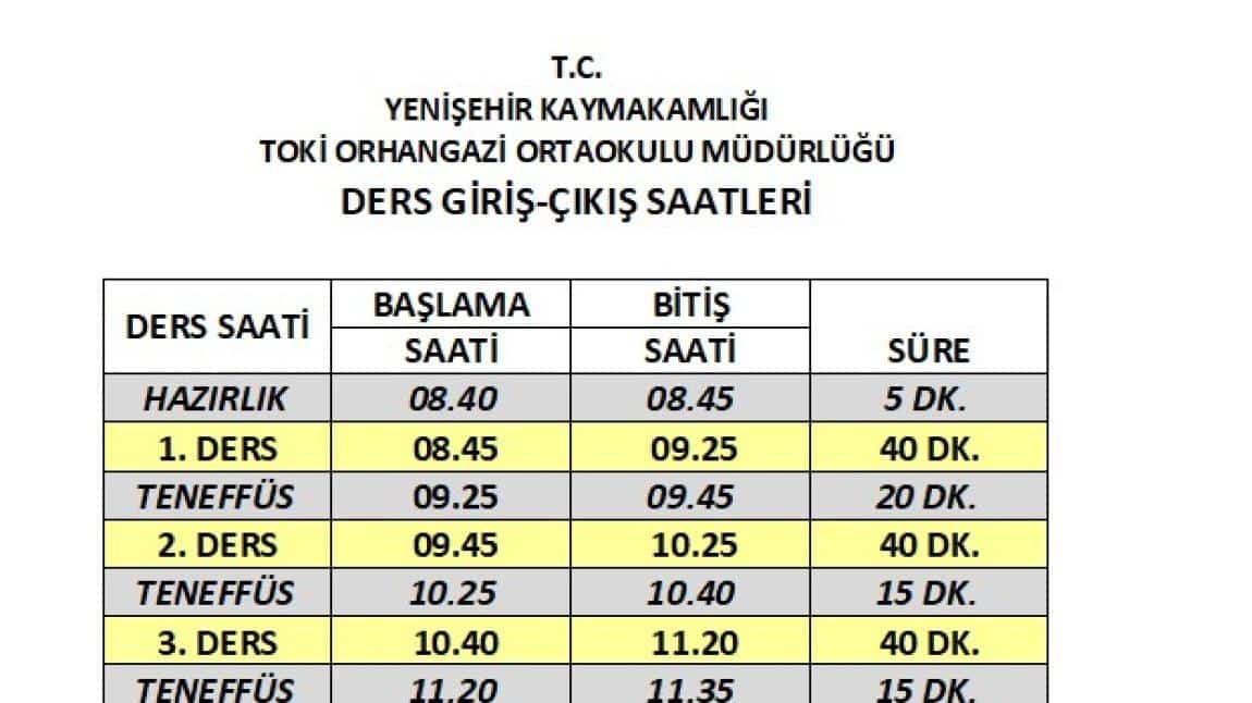 Günlük Vakit Çizelgesi